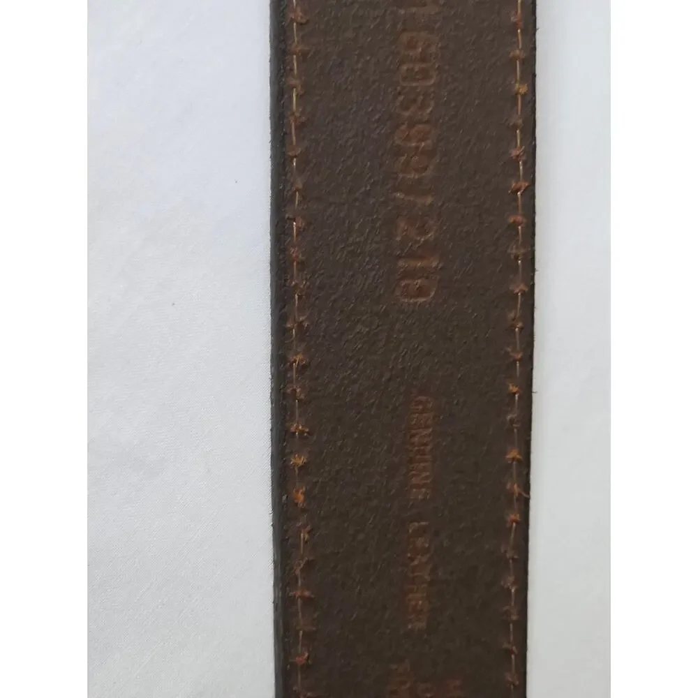 Genuine Leather Belt Made in USA Brown Brass Buckle Stitched 44.75